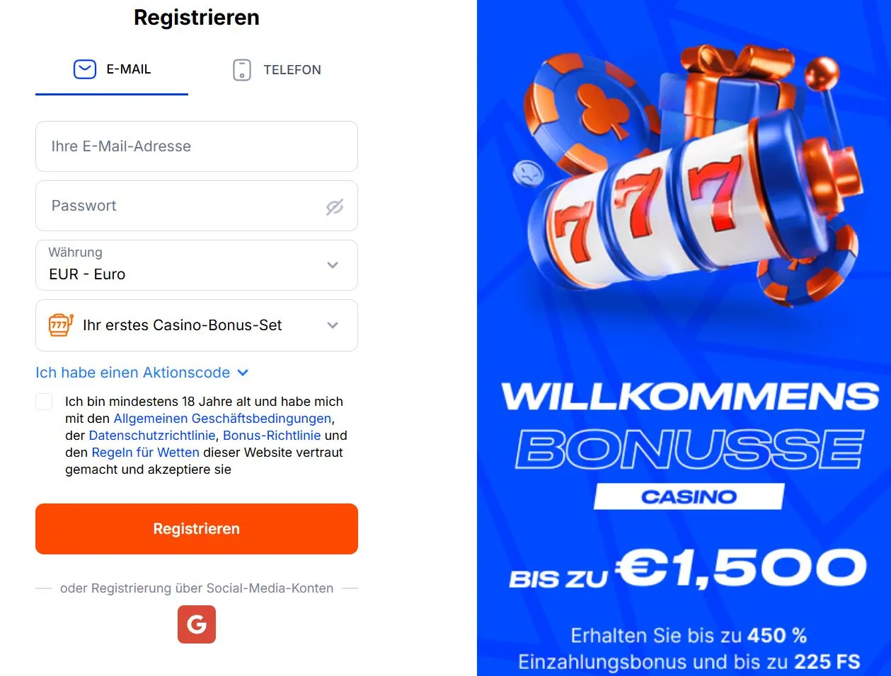 Vulkan Spiele Anmeldung & Registrierung